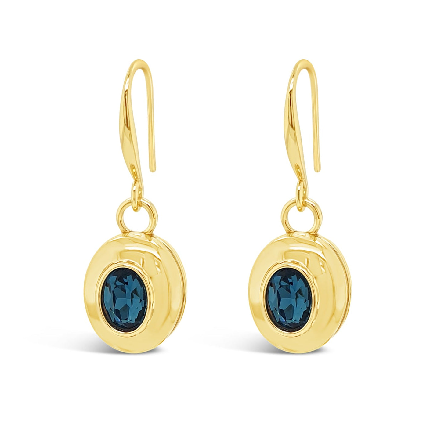 Absolute Jewellery Crystal Radiance Gold Drop Earrings with oval blue crystal charm